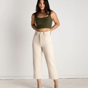 Soluna Collective Wide Leg Pants // Natural Waffle Cream NWT
